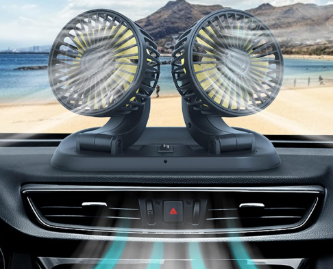 Miniatura 2 de Ventilador doble para carro Amarillo